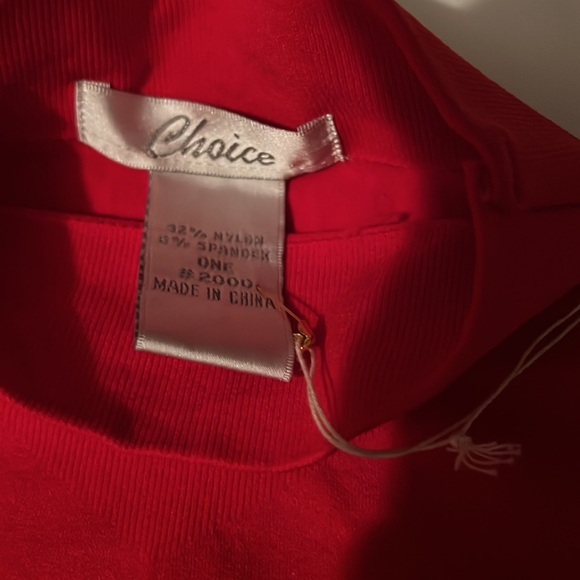 Choice Red Long Sleeve Tee with Turtleneck - Picture 2 of 4